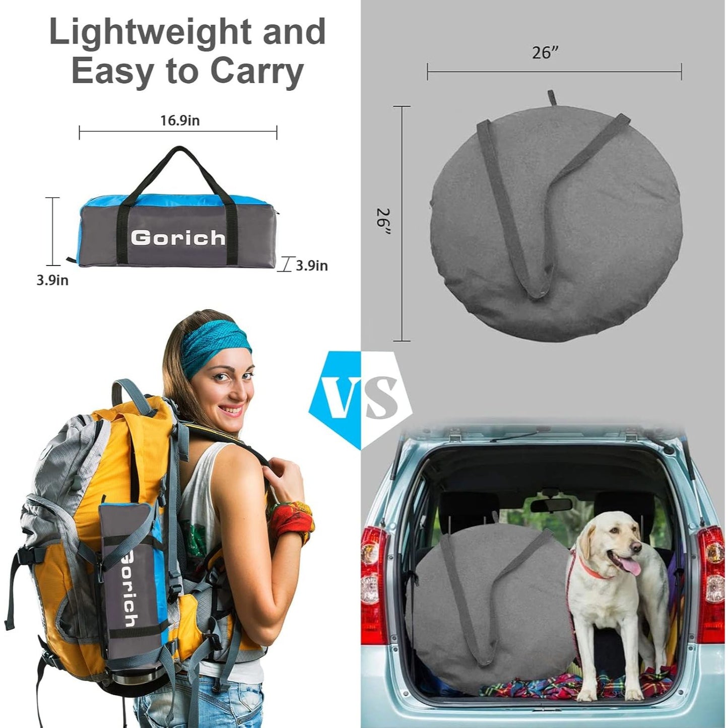 Gorich Beach Tent - UPF 50+ Sun Shelter (3-10 Person) | Lightweight, Easy Setup & Portable Beach Cabana