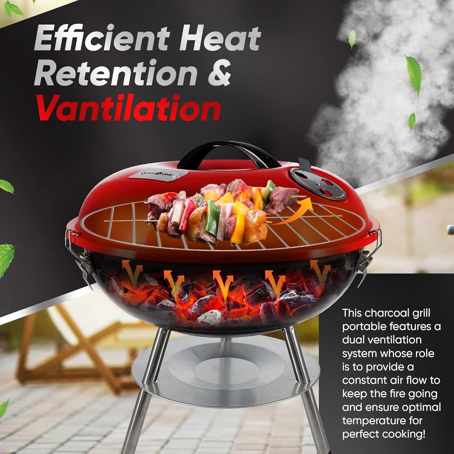 GasOne Mini Grill – 14" Compact, Secure Lid & Smart Venting – Ultimate Camping & Backyard BBQ!