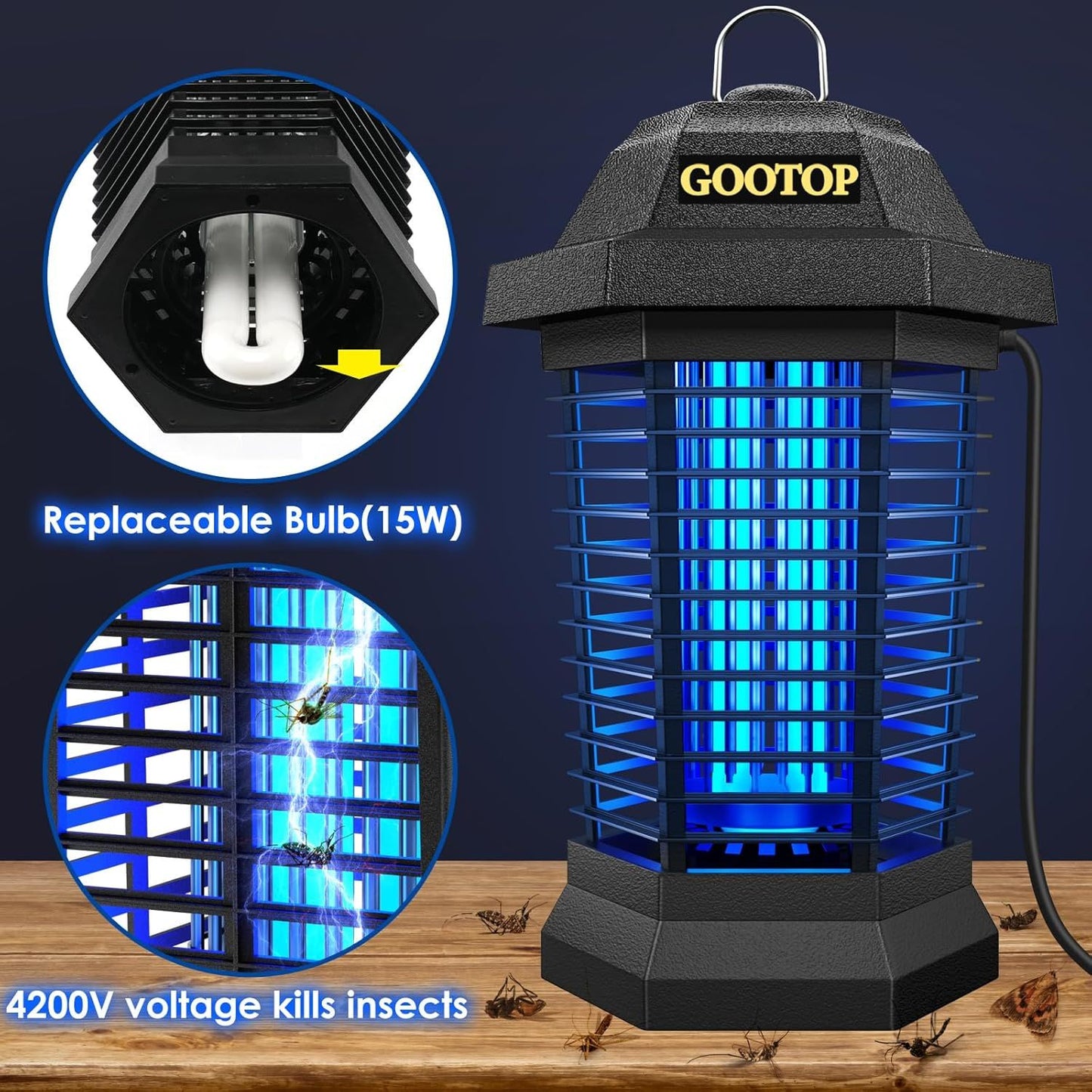 4200V Bug Zapper - 10Y Lifespan | Indoor/Outdoor, Waterproof | 6.5ft Cord - Mosquito & Fly Killer