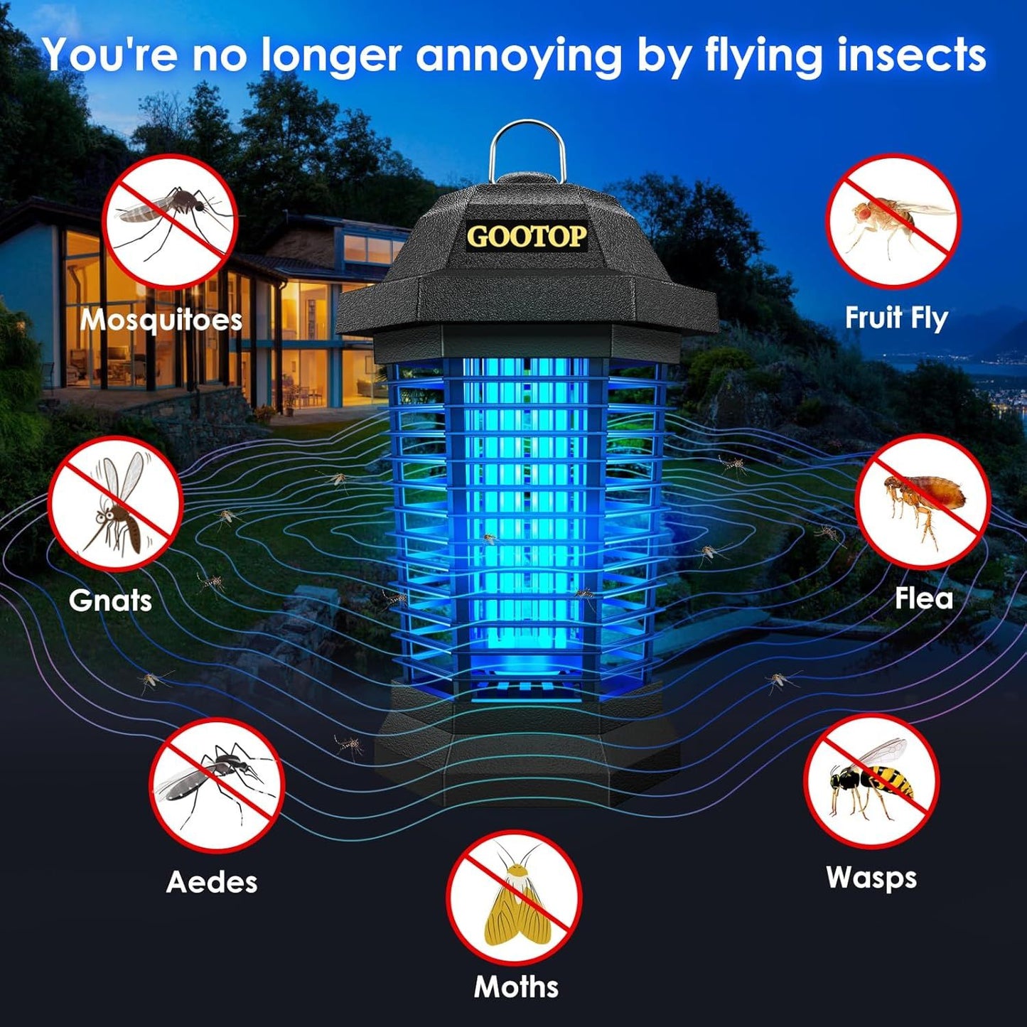 4200V Bug Zapper - 10Y Lifespan | Indoor/Outdoor, Waterproof | 6.5ft Cord - Mosquito & Fly Killer