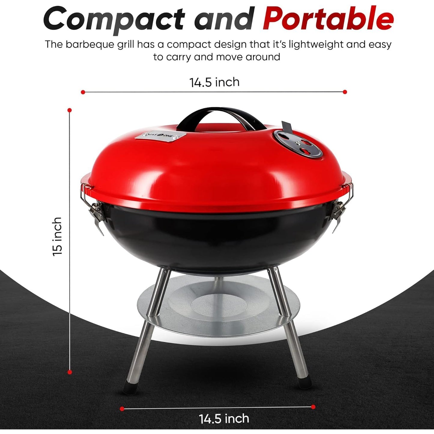 GasOne Mini Grill – 14" Compact, Secure Lid & Smart Venting – Ultimate Camping & Backyard BBQ!