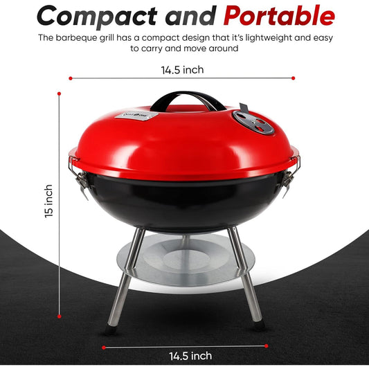 GasOne Mini Grill – 14" Compact, Secure Lid & Smart Venting – Ultimate Camping & Backyard BBQ!