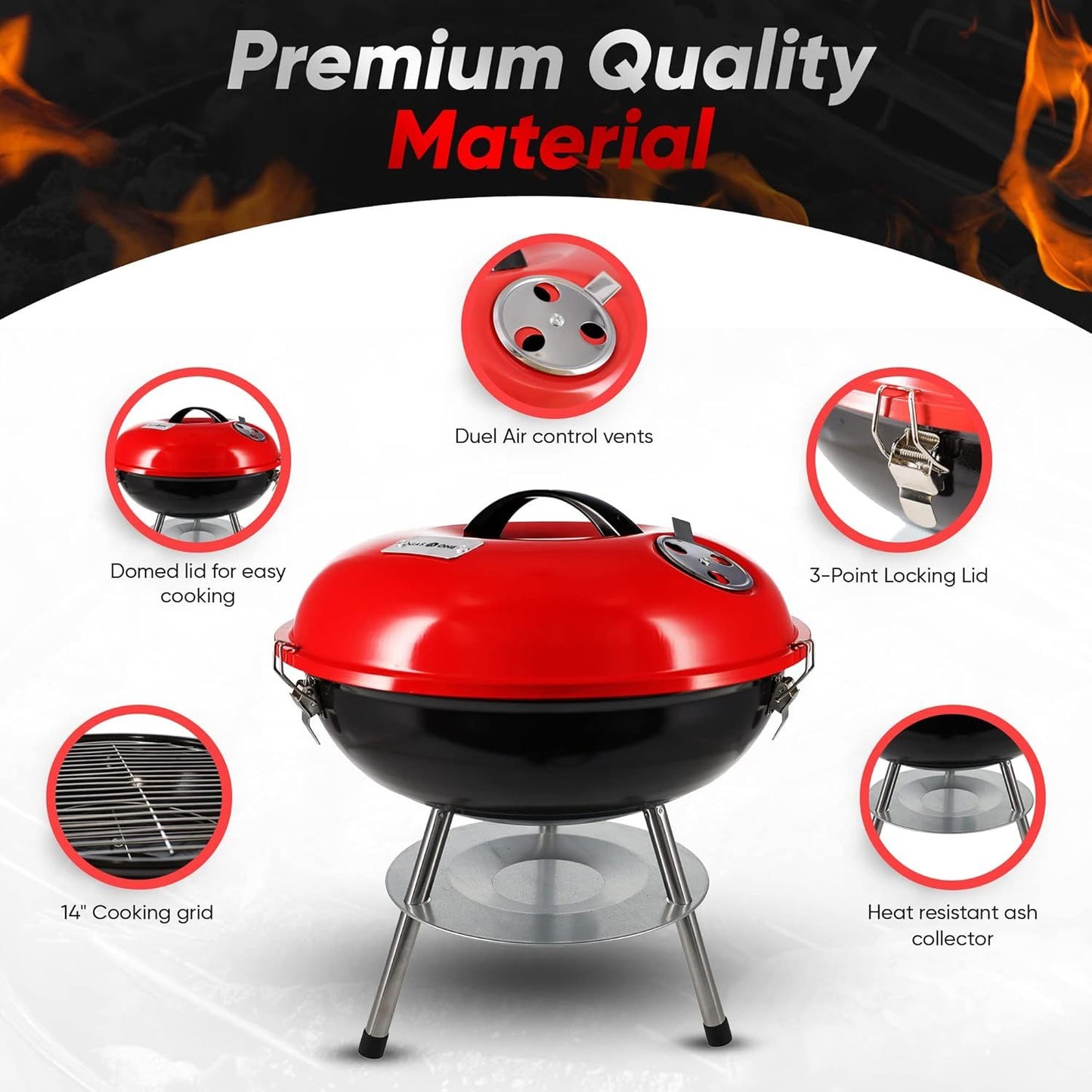 GasOne Mini Grill – 14" Compact, Secure Lid & Smart Venting – Ultimate Camping & Backyard BBQ!